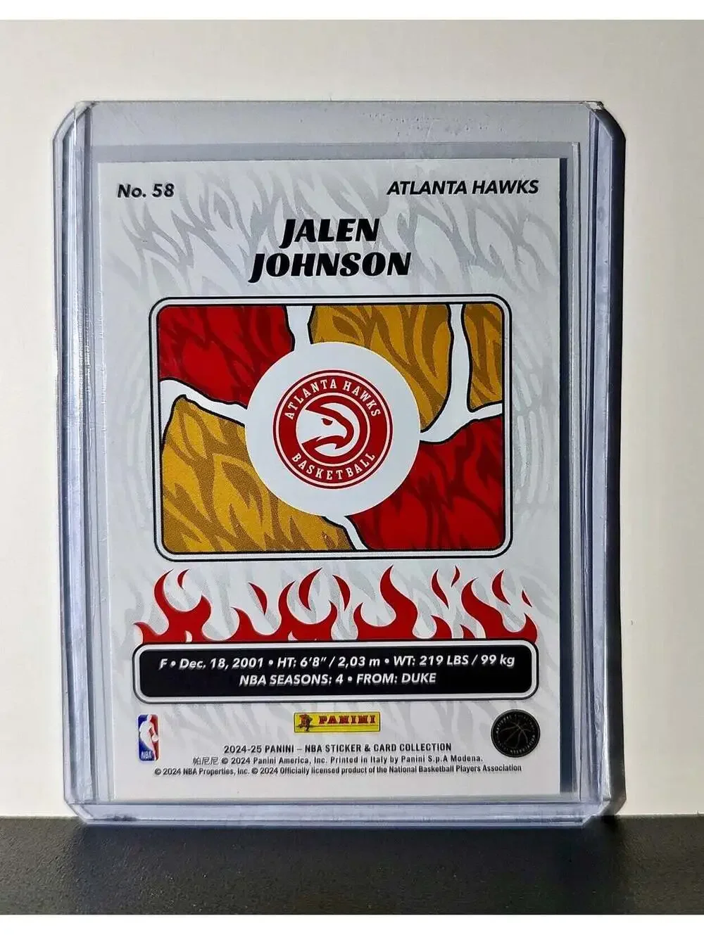 Jalen Johnson 2024-25 Panini NBA #58 Foil Sticker Card Atlanta Hawks